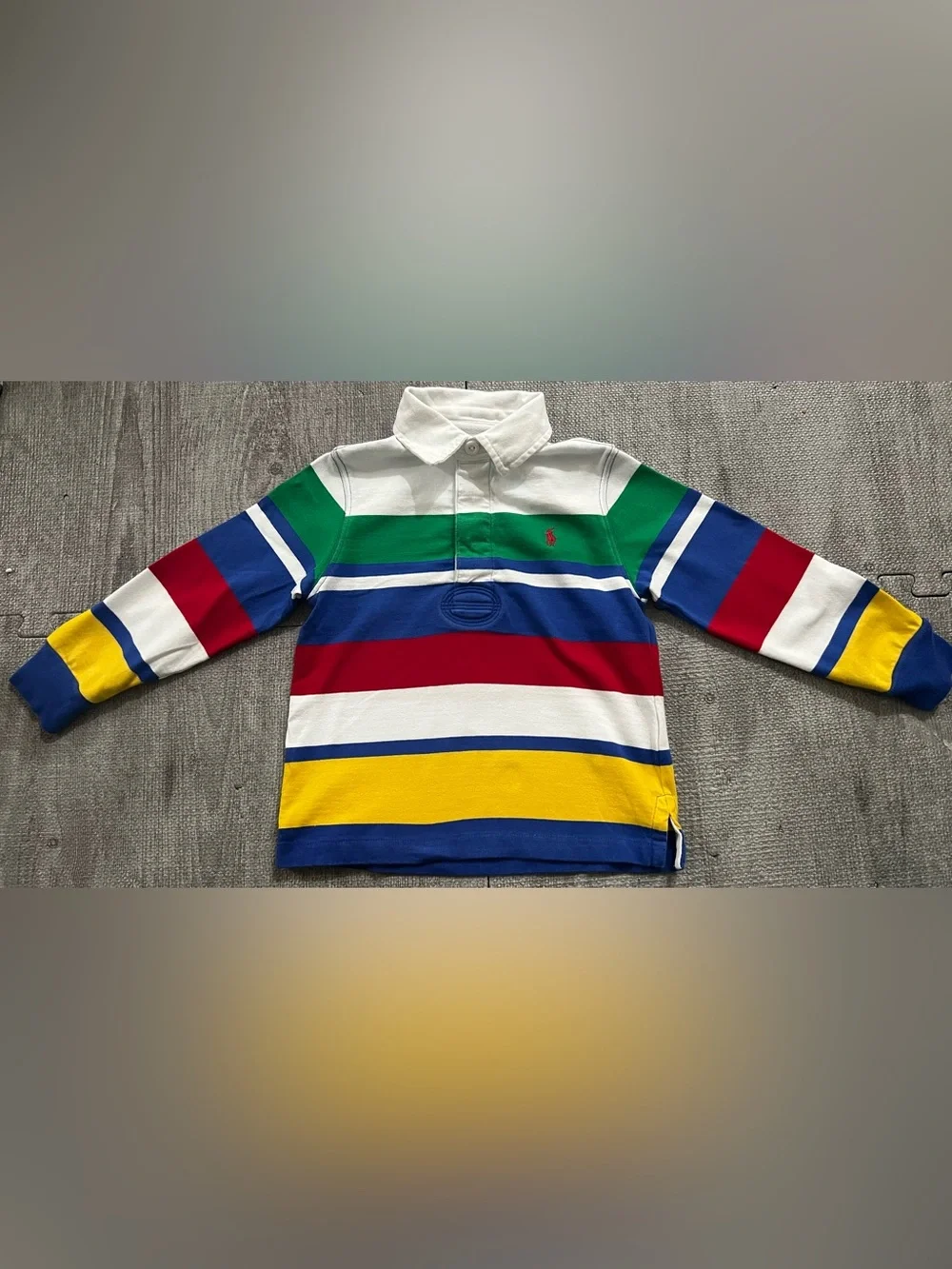 Polo Ralph Lauren Boys 3T Multicolor Striped Logo Long Sleeve Polo Shirt